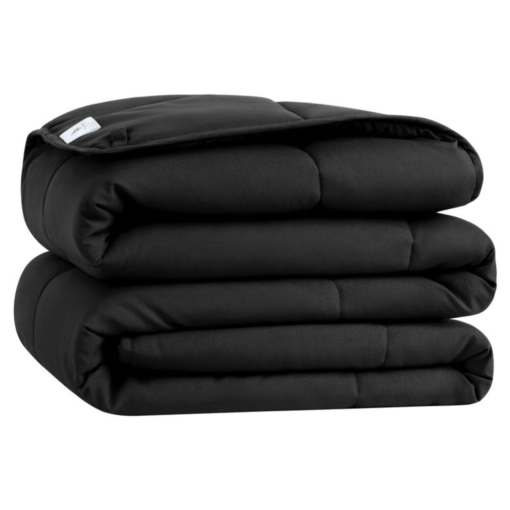 Comforter Quilted Down Alternative Machine Washable Duvet Insert Black QUEEN
